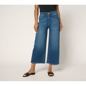 Adidas Women's Pants Sz 8 NCE Cropped Wide Leg Jeans Blue